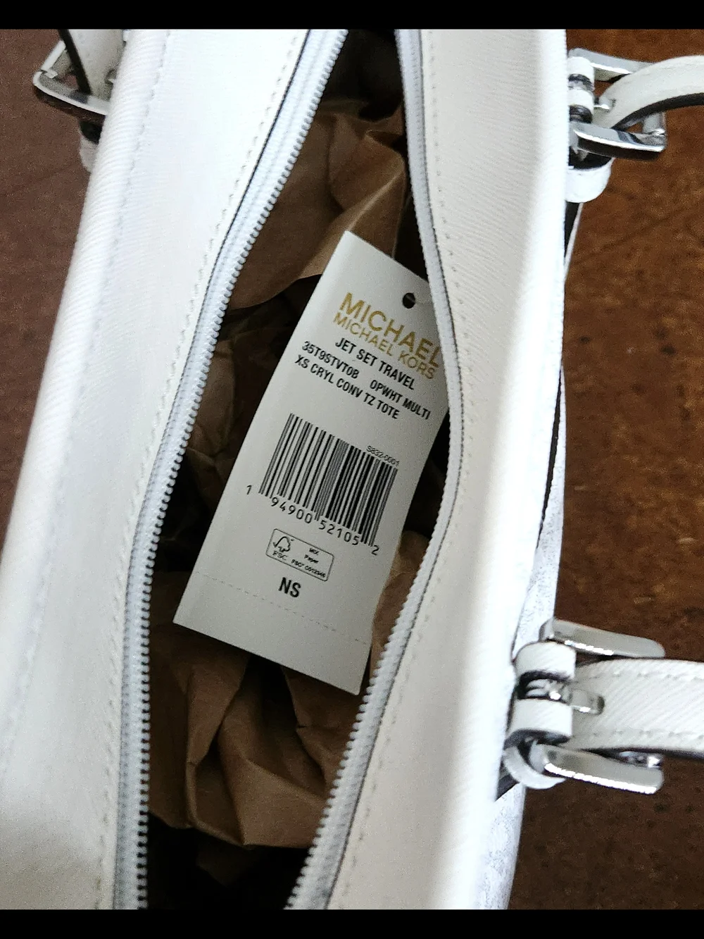 Michael Kors White XS Signature Logo Crossbody Tote Bag - Picture 5 of 7